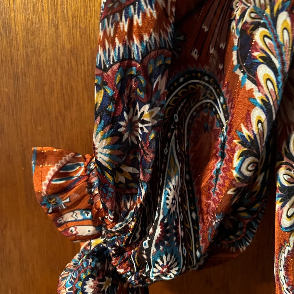Rust and Navy Boho top Sz. Med - Picture 2 of 5